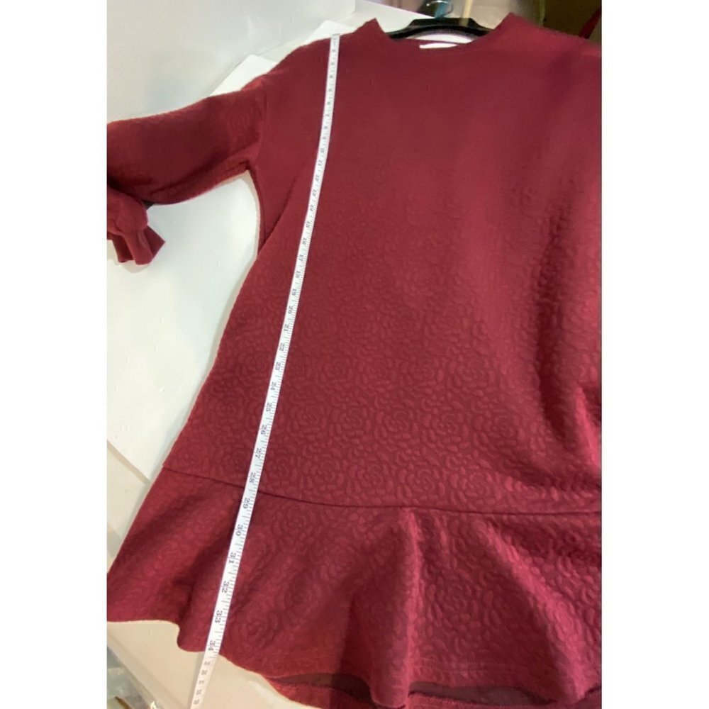 Mare Mare x Anthropologie Odila Burgundy Tunic Dress Puff Sleeves Women's Medium - Picture 10 of 12